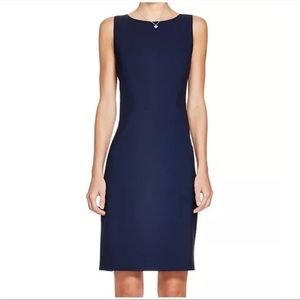 Theory Size 6 Betty Urban Sheath Midi Dress Blue Wool Blend Crew Neck Sleeveless